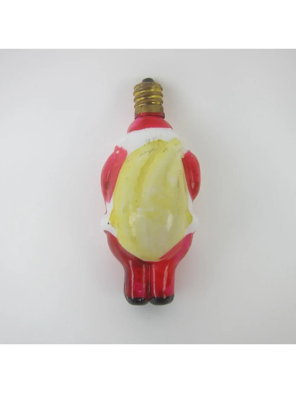 Vintage Santa Claus Christmas Milk Glass Light Bulb Figural Toy Sack Japan WORKS